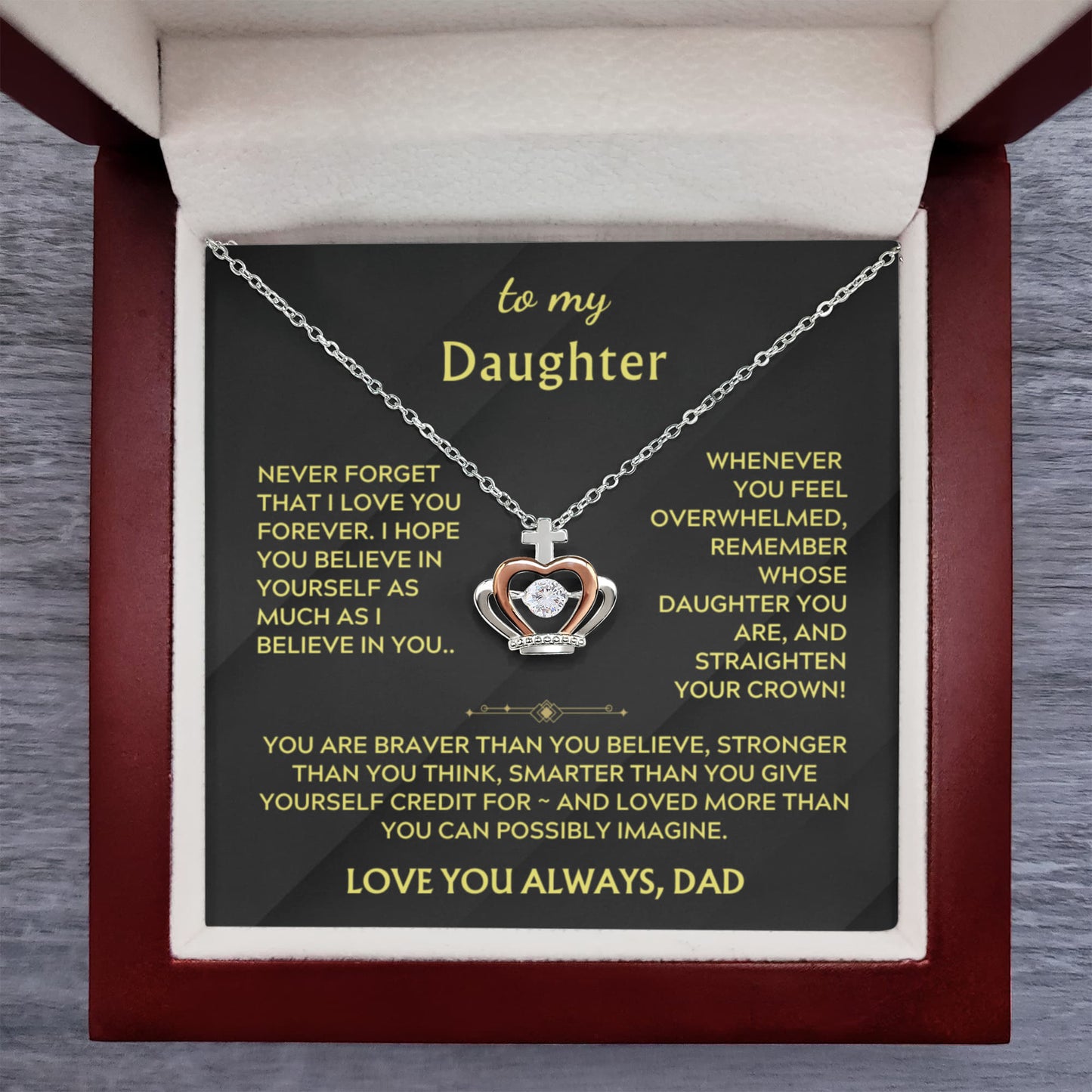 To My Daughter From Dad Crown Pendant Necklace