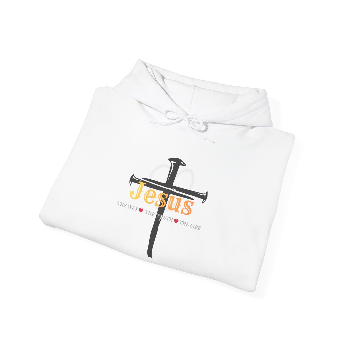 Jesus Cross Hoodie — Faith-Based Christian Pullover with 'Jesus' Front Design