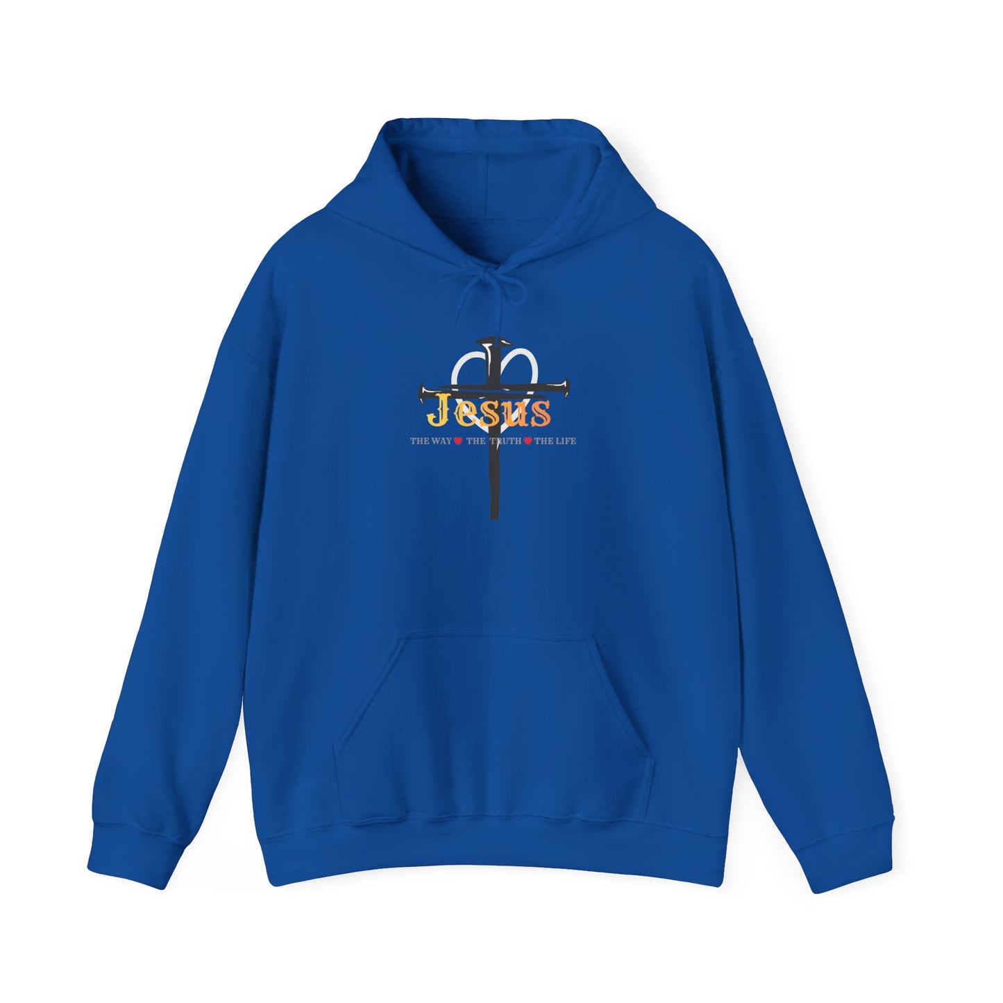 Jesus Cross Hoodie — Faith-Based Christian Pullover with 'Jesus' Front Design
