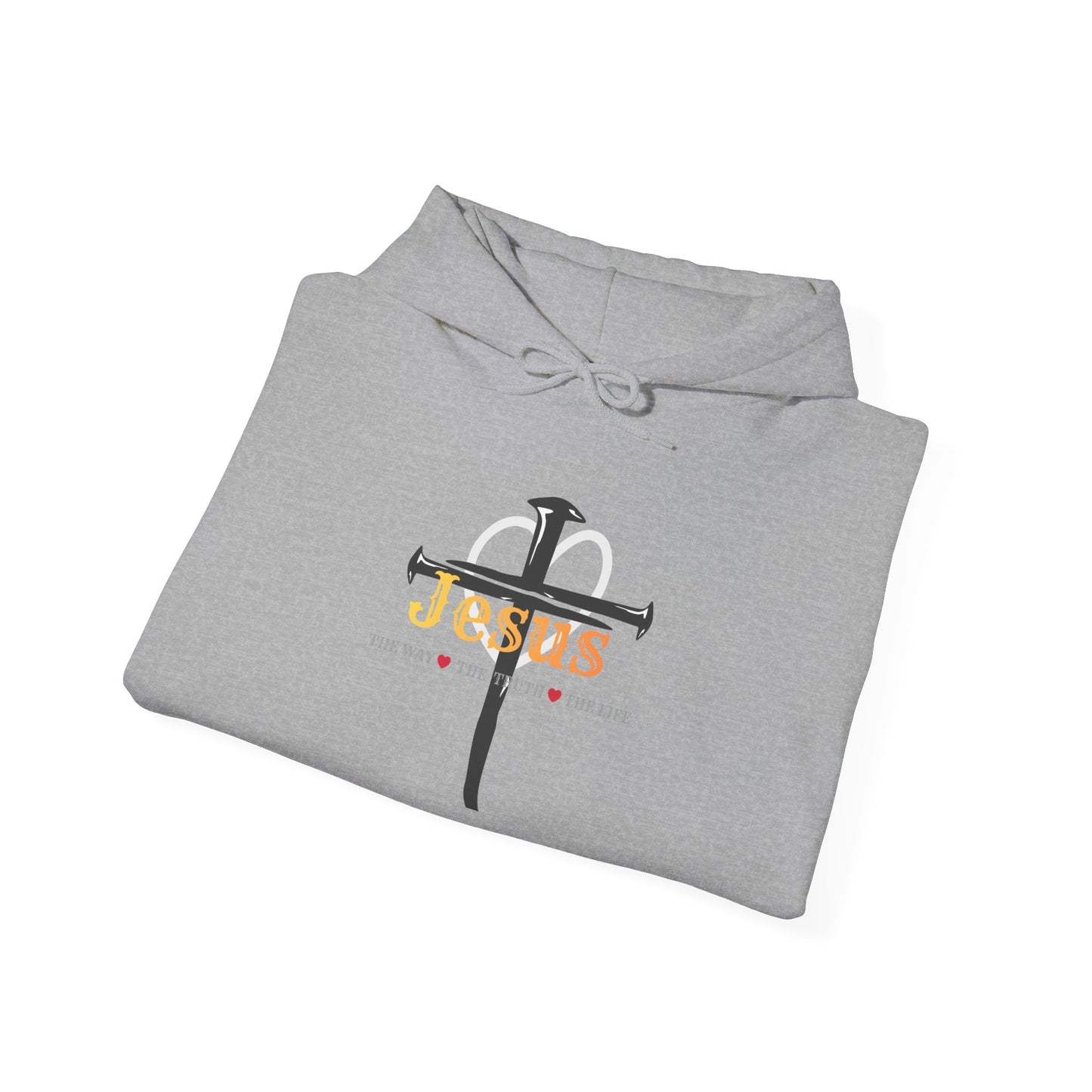 Jesus Cross Hoodie — Faith-Based Christian Pullover with 'Jesus' Front Design