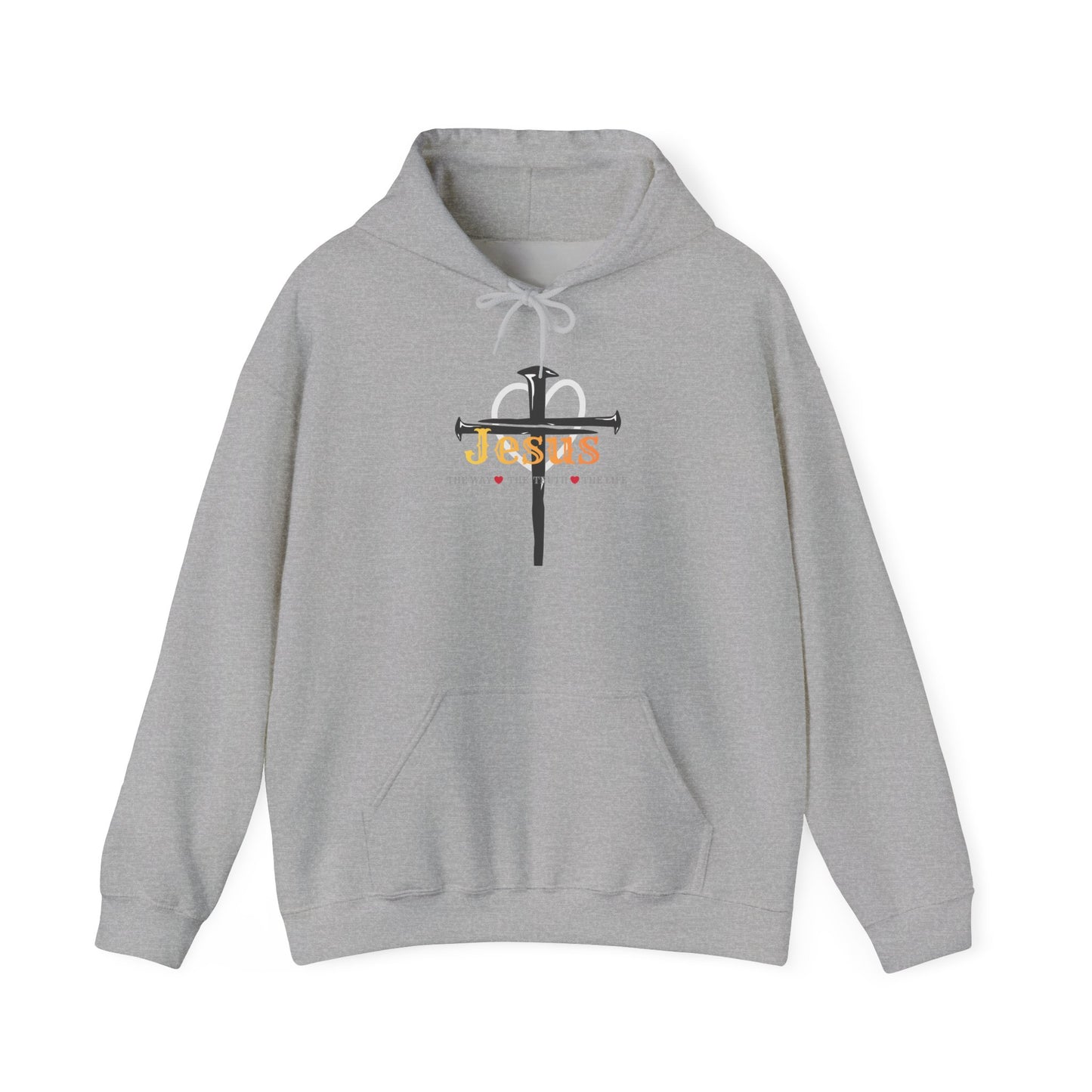 Jesus Cross Hoodie — Faith-Based Christian Pullover with 'Jesus' Front Design