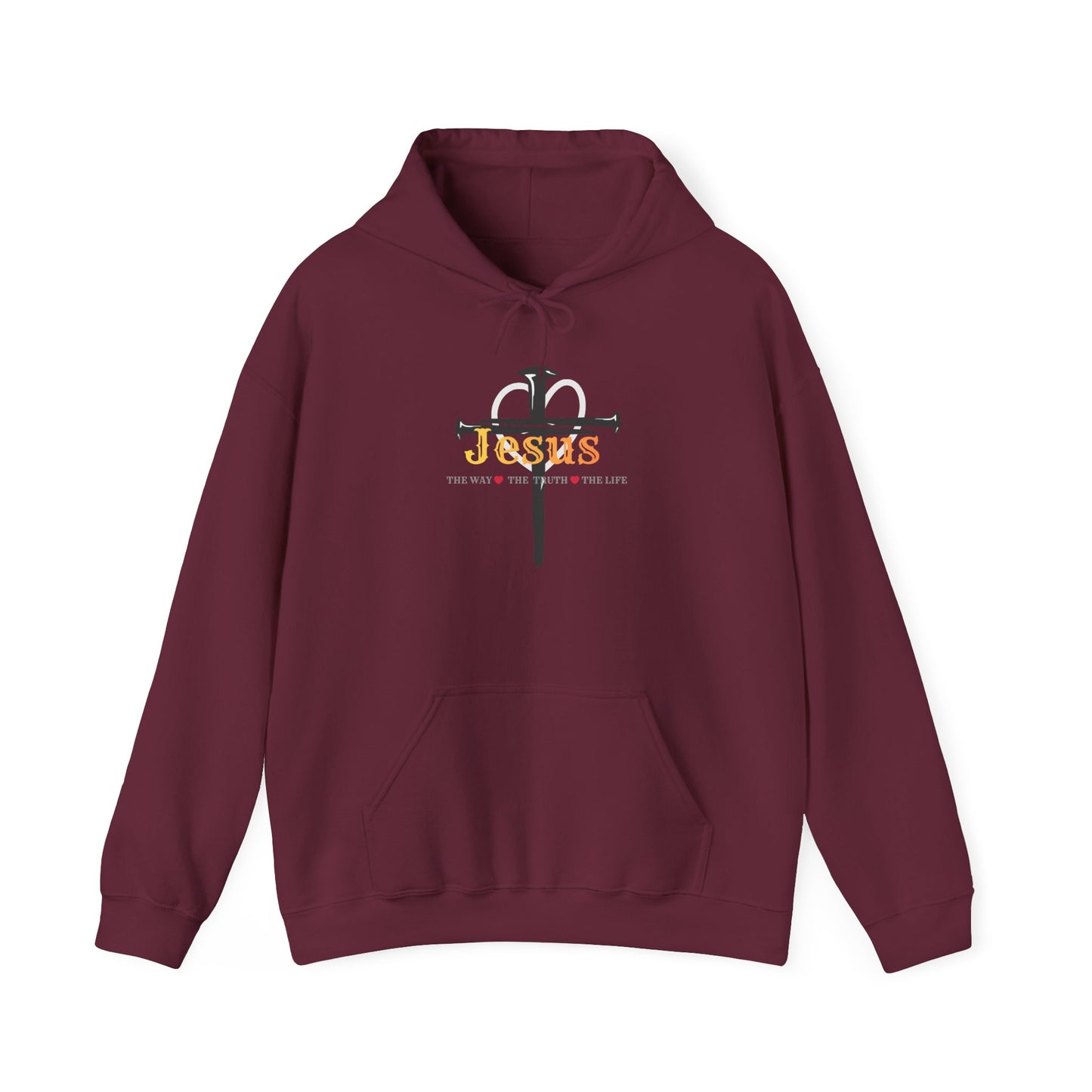 Jesus Cross Hoodie — Faith-Based Christian Pullover with 'Jesus' Front Design