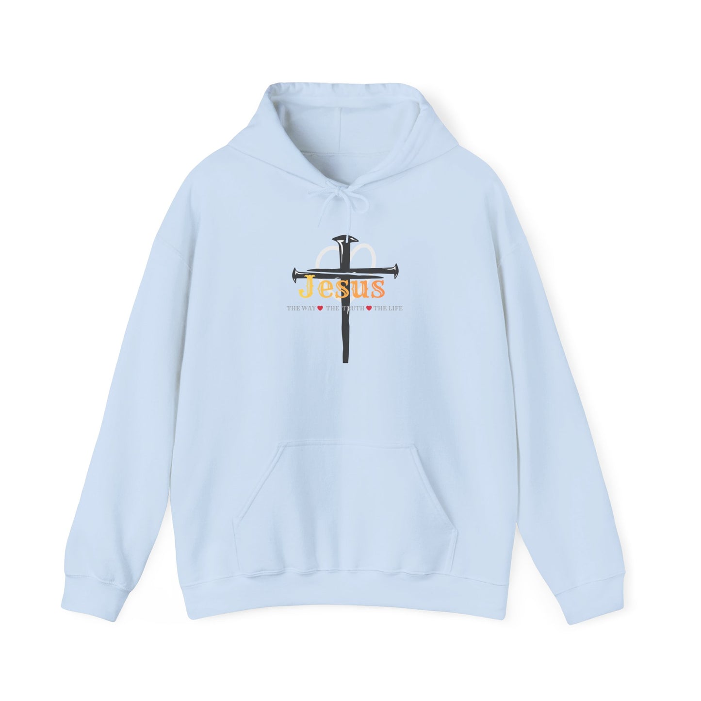 Jesus Cross Hoodie — Faith-Based Christian Pullover with 'Jesus' Front Design