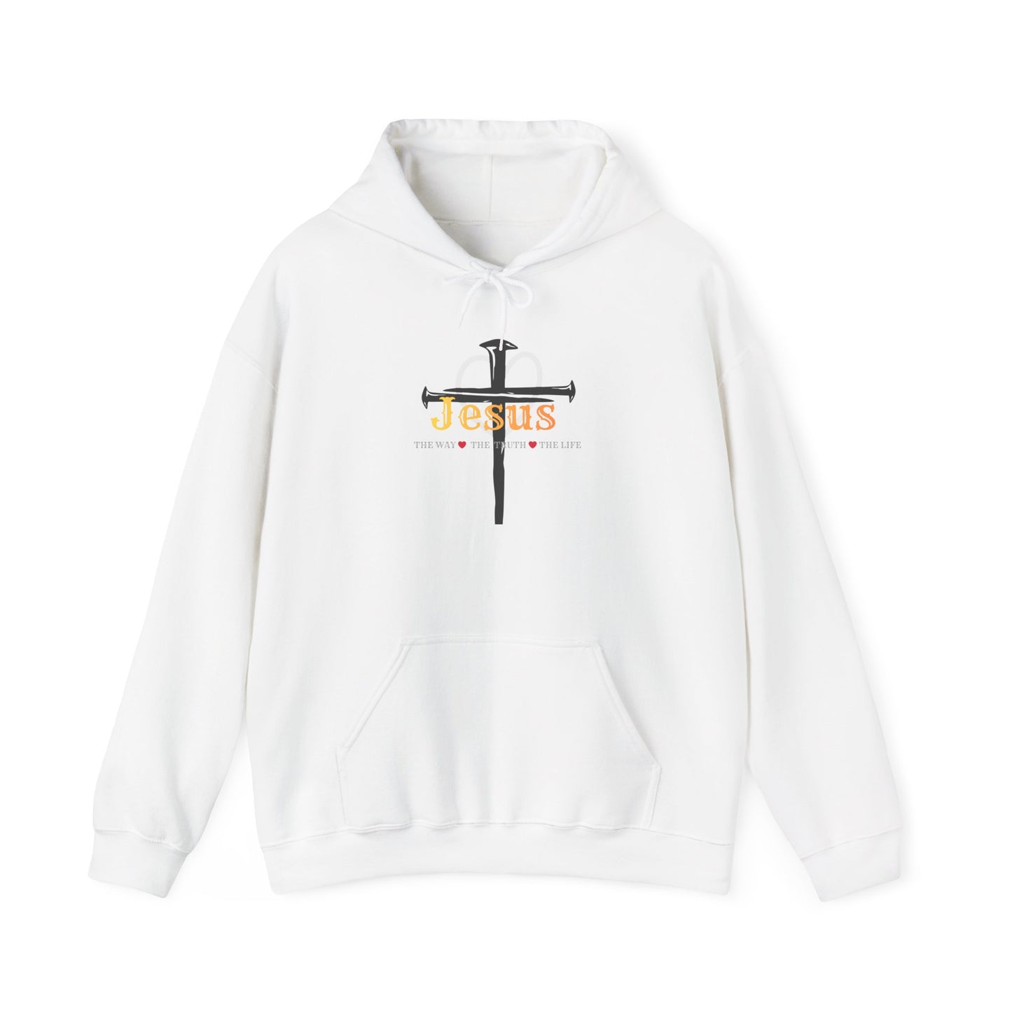 Jesus Cross Hoodie — Faith-Based Christian Pullover with 'Jesus' Front Design