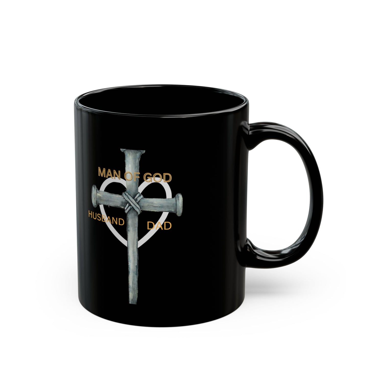 'Man of God, Husband, Dad, Papa'  With Joshua 1: 9 Inspirational Black Mug (11oz/15oz)
