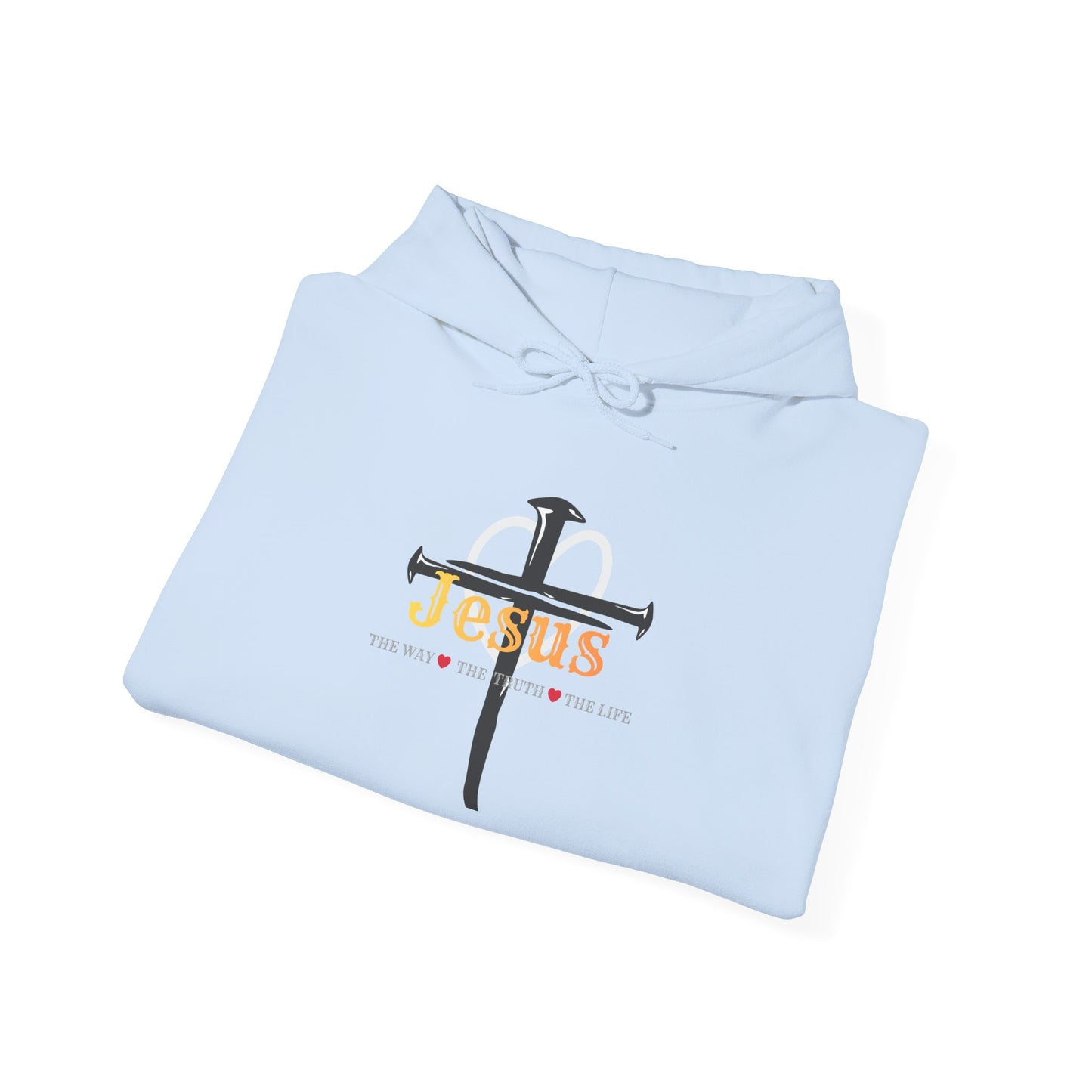 Jesus Cross Hoodie — Faith-Based Christian Pullover with 'Jesus' Front Design