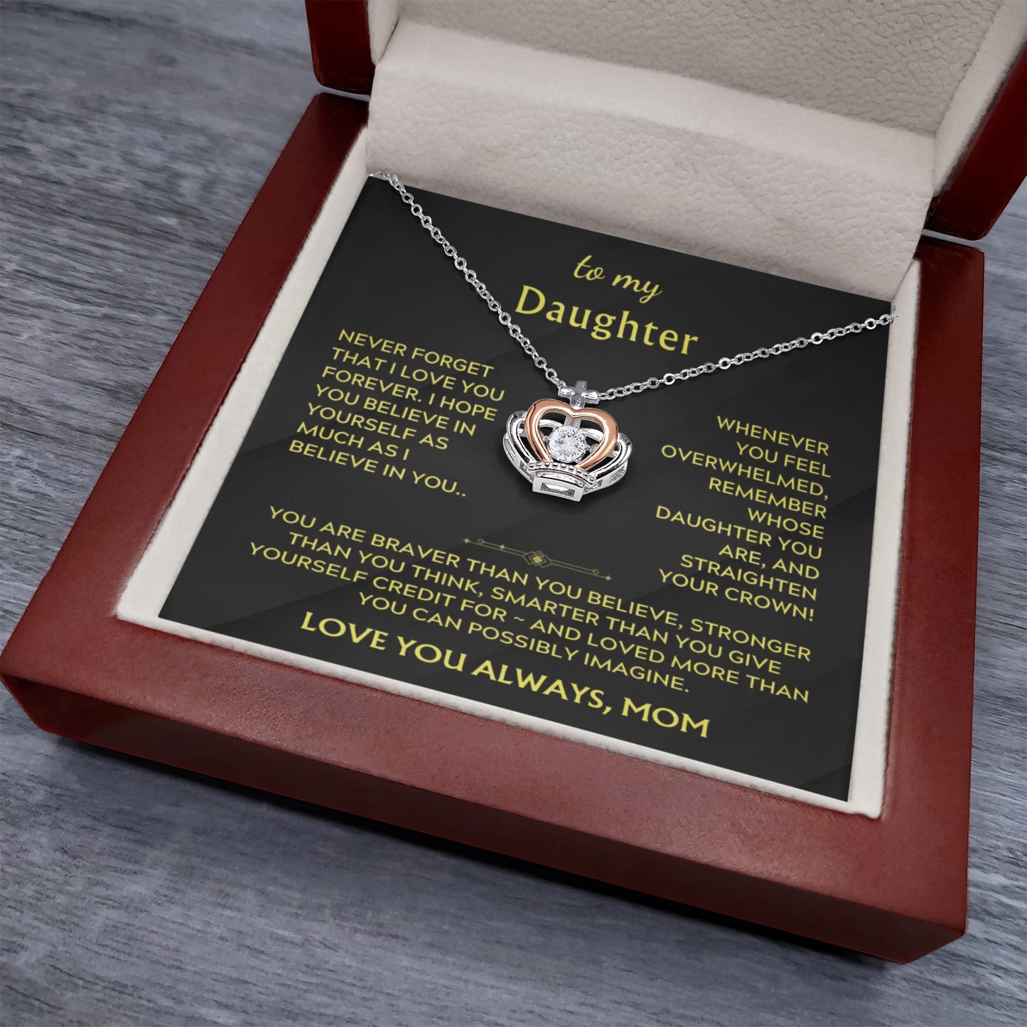 To My Daughter From Mom Crown Pendant Necklace