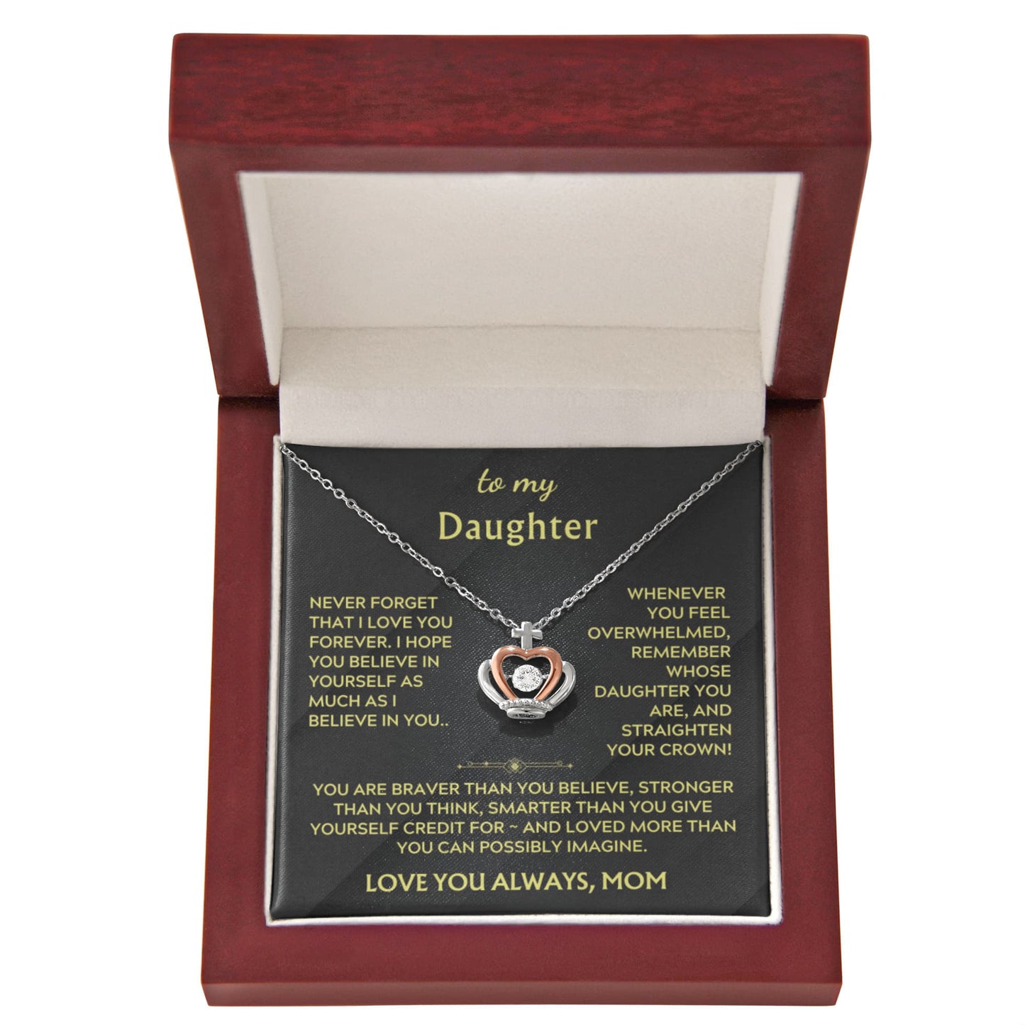 To My Daughter From Mom Crown Pendant Necklace